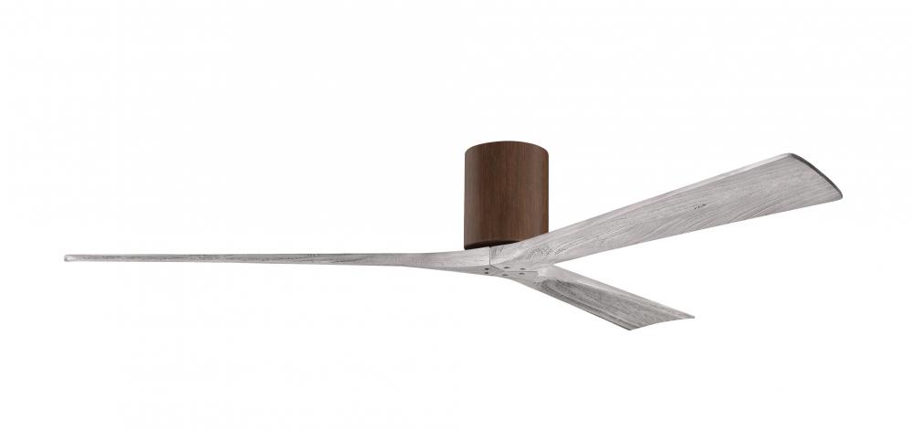 Irene-3H - Three Blade Flush Mount Paddle Fan - 72" - Walnut Finish - Barn Wood Tone Blades