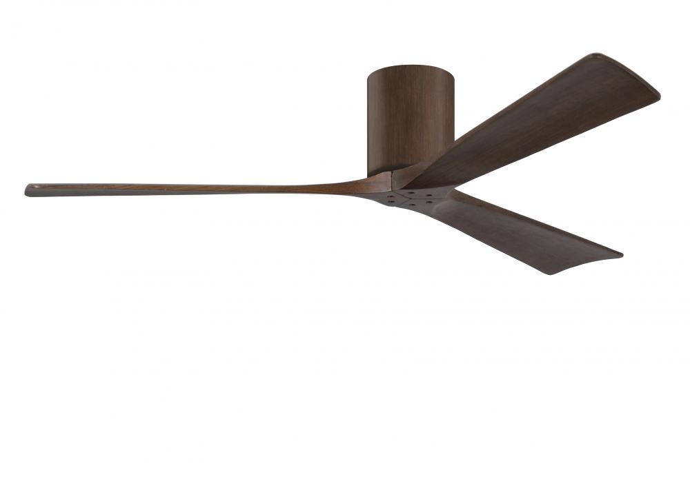 Irene-3H - Three Blade Flush Mount Paddle Fan - 60" - Walnut Finish - Walnut Tone Blades