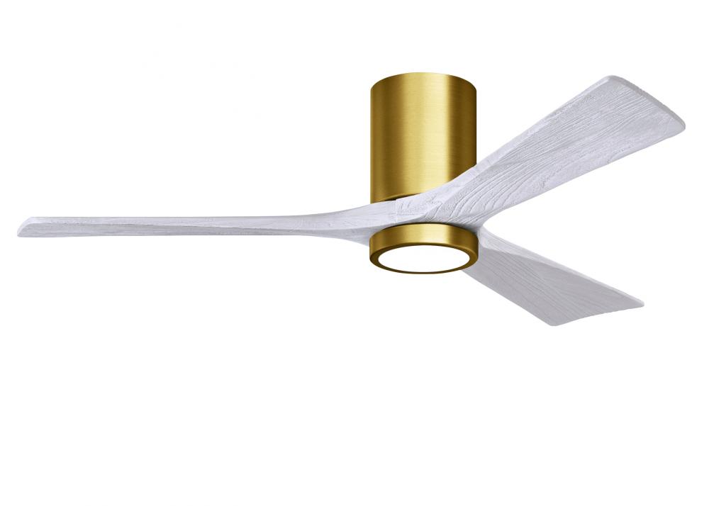 Irene-3HLK - 52" Three Blade Flush Mount Paddle Fan - 5CCT Integrated LED - Brushed Brass Finish