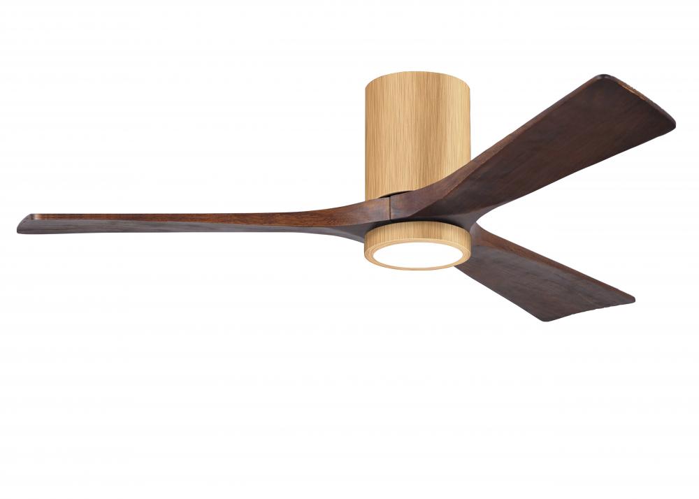 Irene-3HLK-52" Three Blade Flush Mount Paddle Fan-5CCT Integrated LED -Light Maple Tone Finish