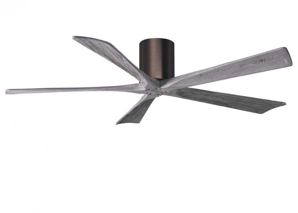 Irene-5H - 60" Five Blade Flush Mount Paddle Fan - Brushed Bronze Finish - Barn Wood Tone Blades