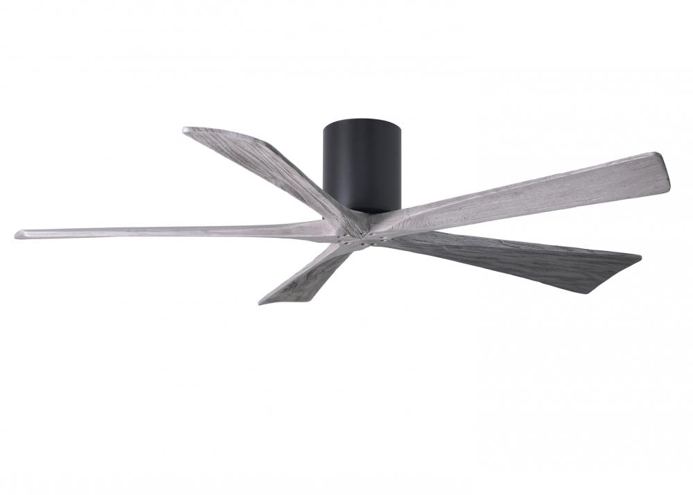 Irene-5H - 60" Five Blade Flush Mount Paddle Fan - Matte Black Finish - Barn Wood Tone Blades