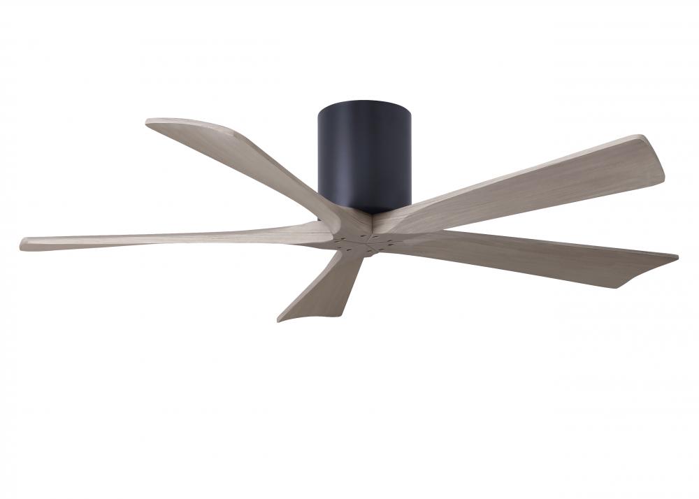 Irene-5H - 52" Five Blade Flush Mount Paddle Fan - Matte Black Finish - Gray Ash Tone Blades