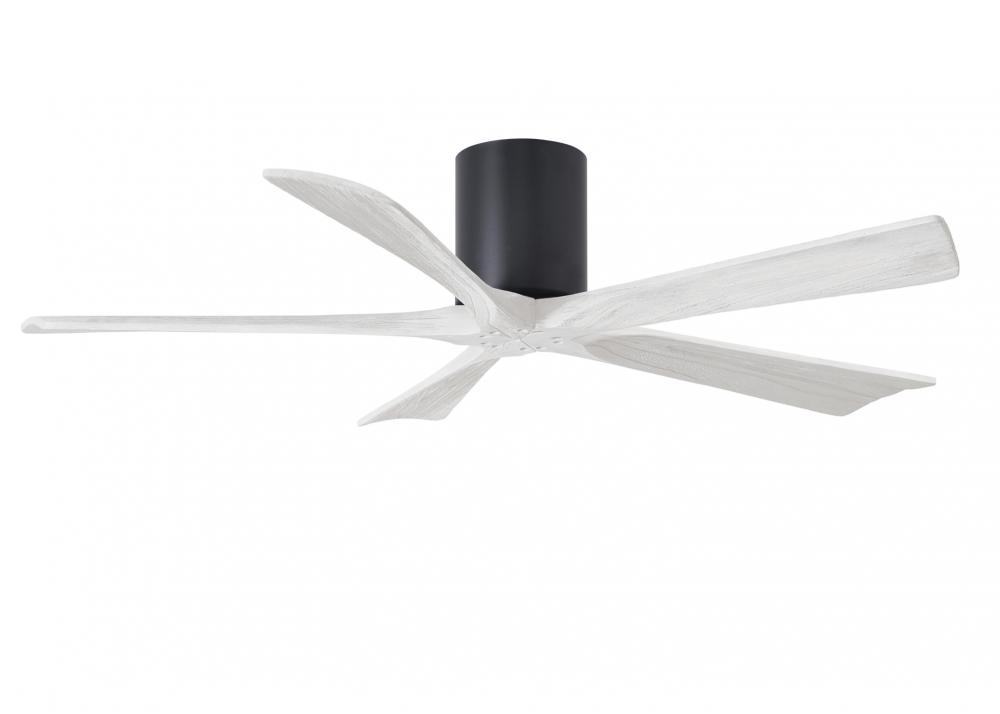 Irene-5H - 52" Five Blade Flush Mount Paddle Fan - Matte Black Finish - Matte White Blades