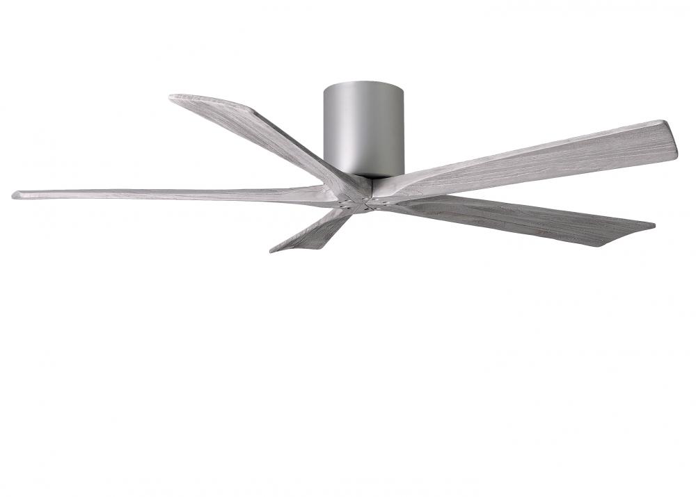 Irene-5H - 60" Five Blade Flush Mount Paddle Fan - Brushed Nickel Finish - Barn Wood Tone Blades