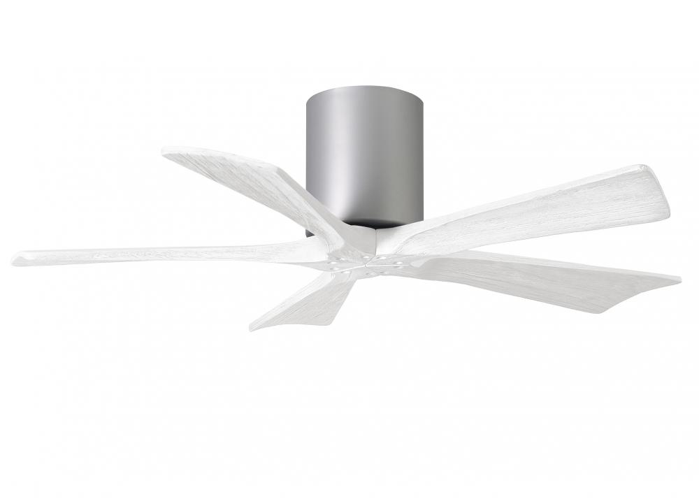 Irene-5H - 42" Five Blade Flush Mount Paddle Fan - Brushed Nickel Finish - Matte White Blades