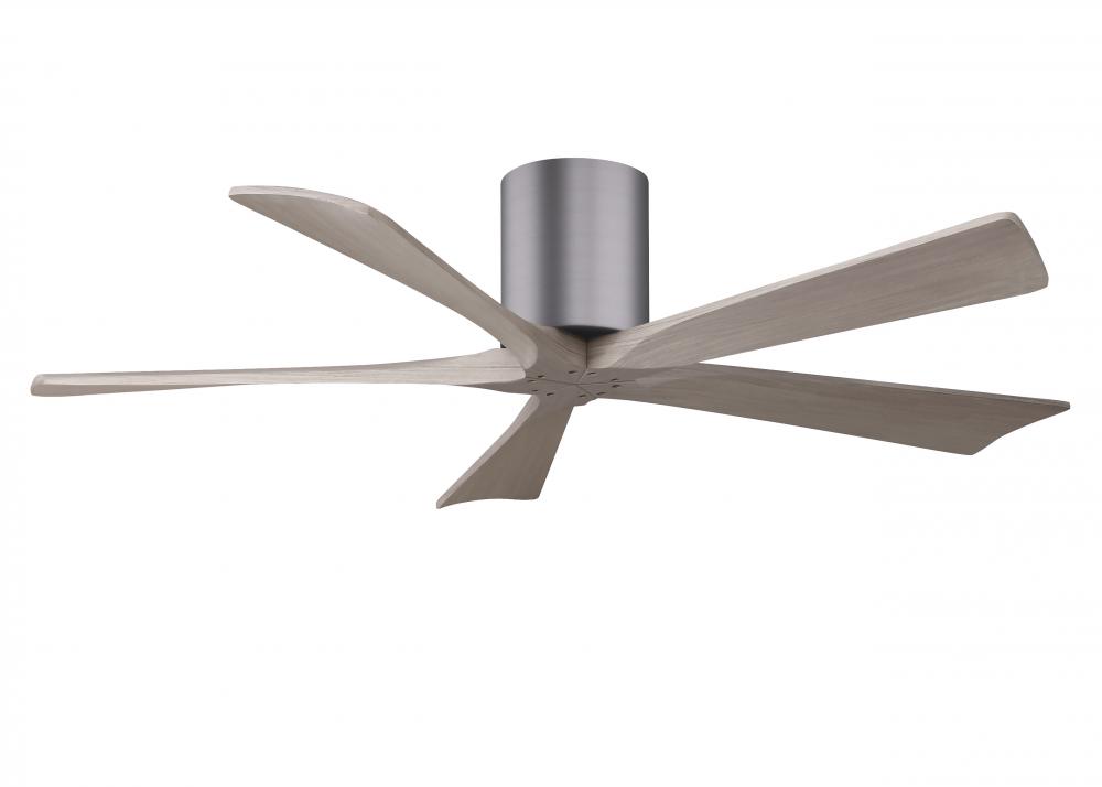 Irene-5H - 52" Five Blade Flush Mount Paddle Fan - Brushed Pewter Finish - Gray Ash Tone Blades