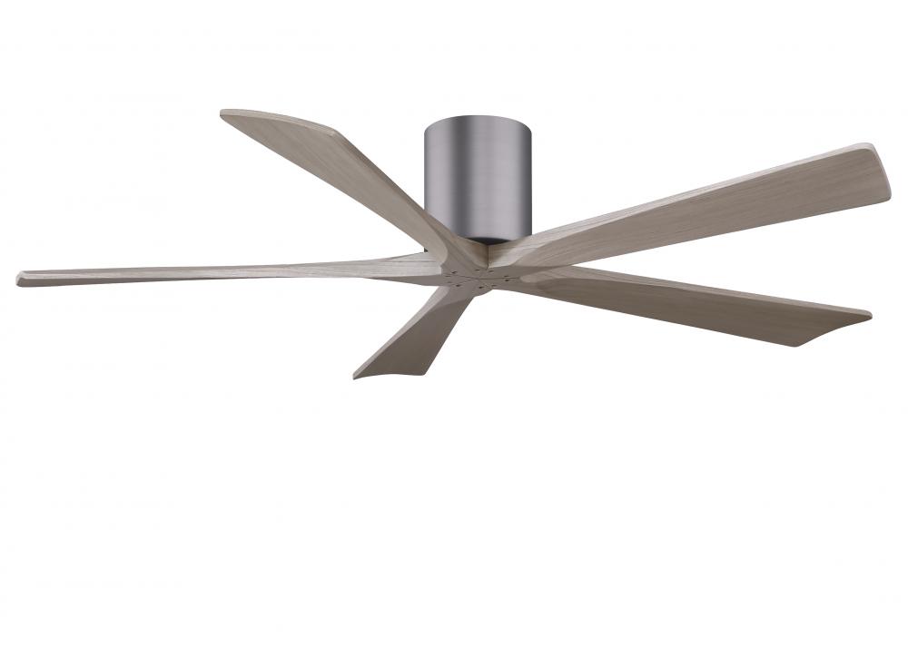 Irene-5H - 60" Five Blade Flush Mount Paddle Fan - Brushed Pewter Finish - Gray Ash Tone Blades