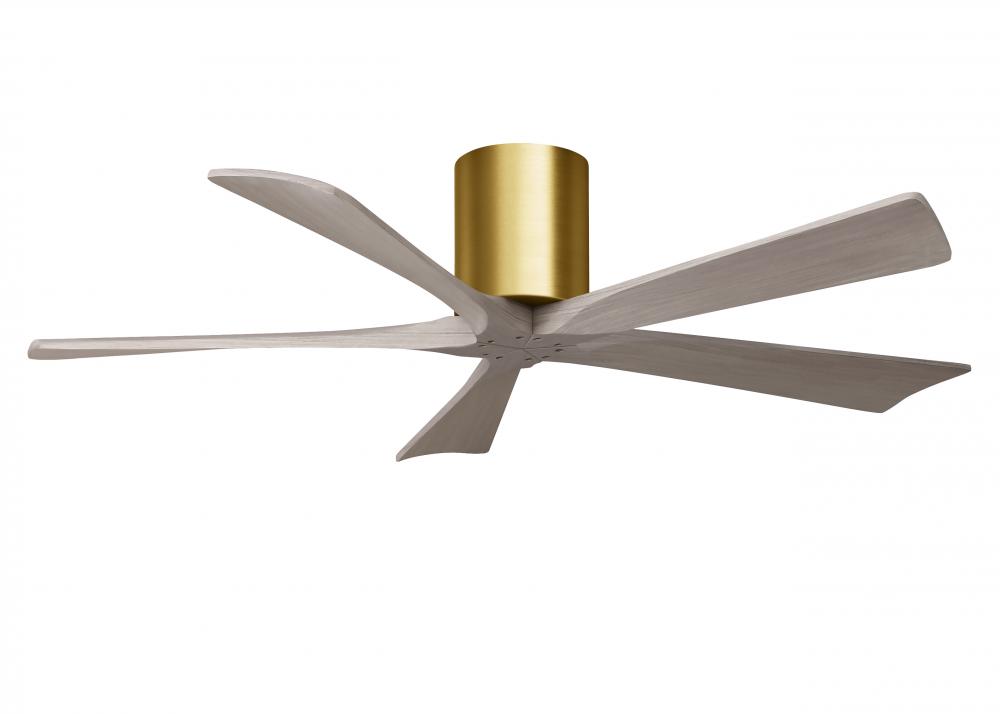 Irene-5H - 52" Five Blade Flush Mount Paddle Fan - Brushed Brass Finish - Gray Ash Tone Blades