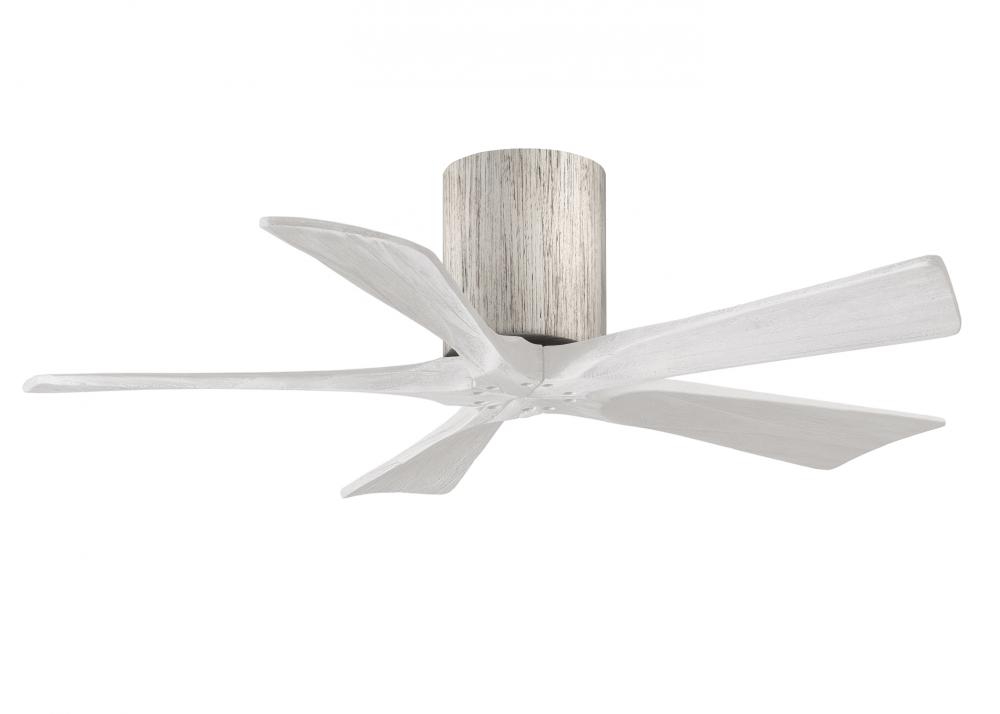 Irene-5H - 42" Five Blade Flush Mount Paddle Fan - Barn Wood Tone Finish - Matte White Blades