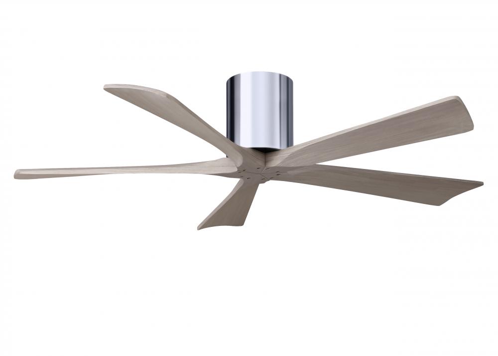 Irene-5H - 52" Five Blade Flush Mount Paddle Fan - Polished Chrome Finish - Gray Ash Tone Blades