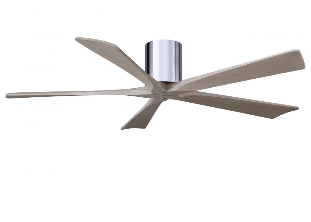 Irene-5H - 60" Five Blade Flush Mount Paddle Fan - Polished Chrome Finish - Gray Ash Tone Blades