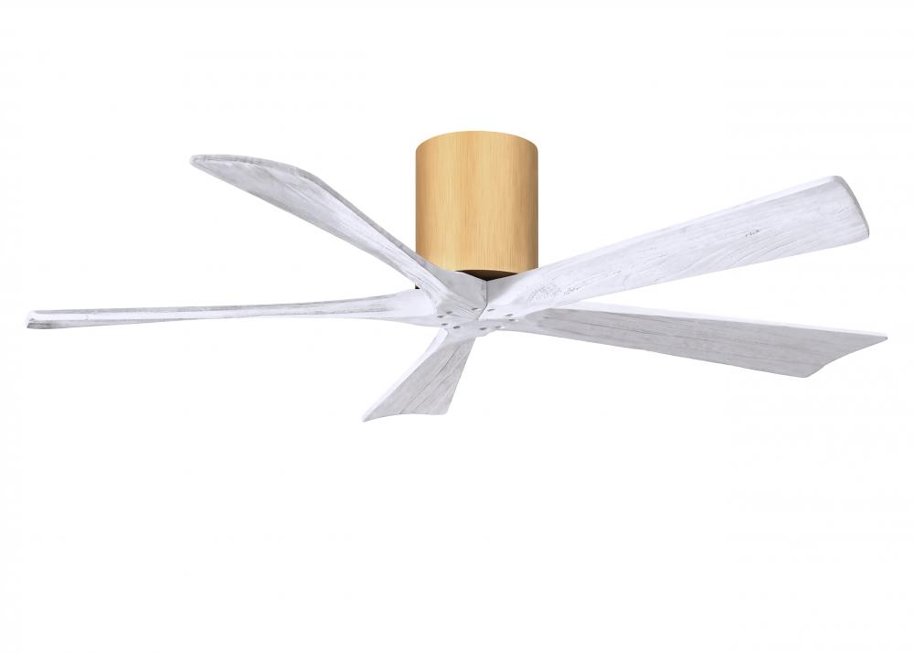 Irene-5H - 52" Five Blade Flush Mount Paddle Fan - Light Maple Tone Finish - Matte White Blades