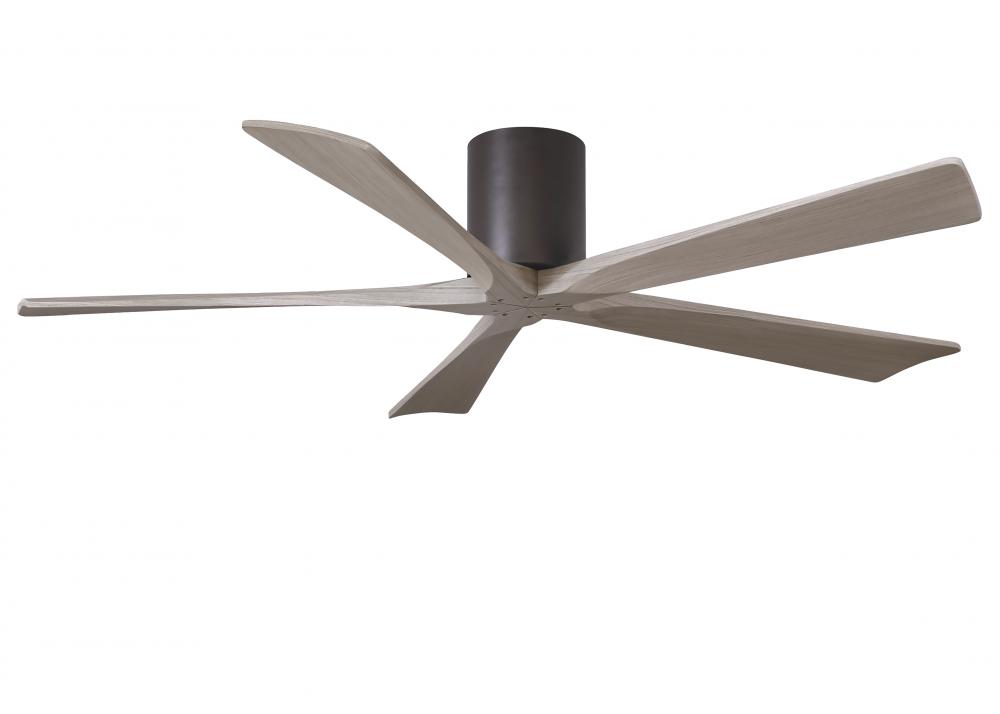 Irene-5H - 60" Five Blade Flush Mount Paddle Fan - Textured Bronze Finish - Gray Ash Tone Blades