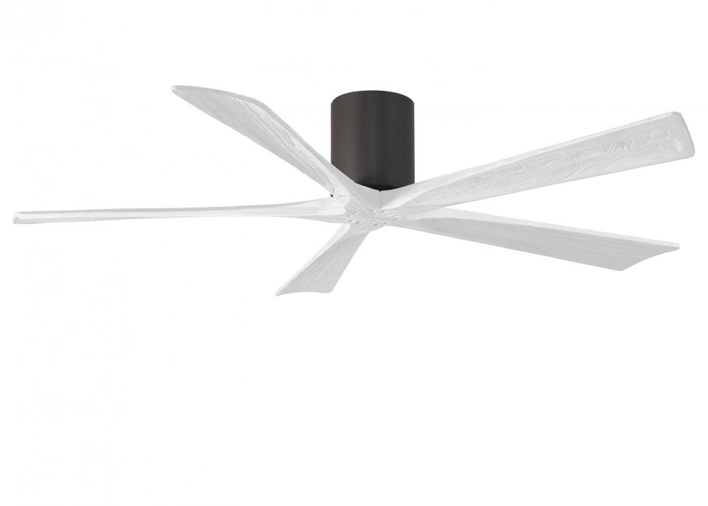 Irene-5H - 60" Five Blade Flush Mount Paddle Fan - Textured Bronze Finish - Matte White Blades