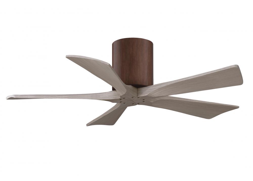 Irene-5H - 42" Five Blade Flush Mount Paddle Fan - Walnut Tone Finish - Gray Ash Tone Blades
