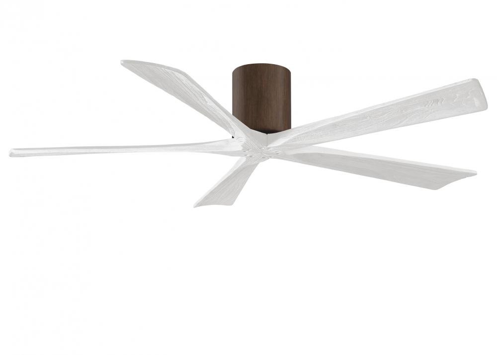 Irene-5H - 60" Five Blade Flush Mount Paddle Fan - Walnut Tone Finish - Matte White Blades