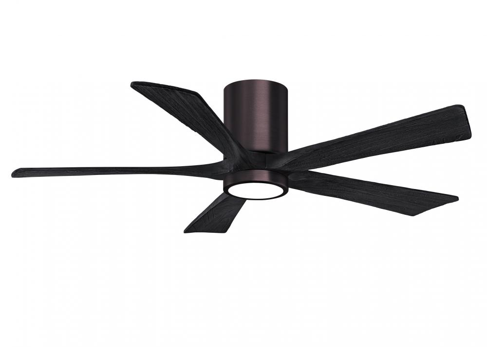 Irene-5HLK - 52" Five Blade Flush Mount Paddle Fan - 5CCT Integrated LED - Brushed Bronze Finish