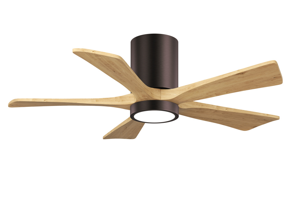 Irene-5HLK - 42" Five Blade Flush Mount Paddle Fan - 5CCT Integrated LED - Brushed Bronze Finish
