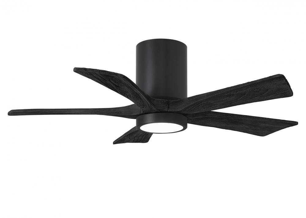 Irene-5HLK - 42" Five Blade Flush Mount Paddle Fan - 5CCT Integrated LED - Matte Black Finish