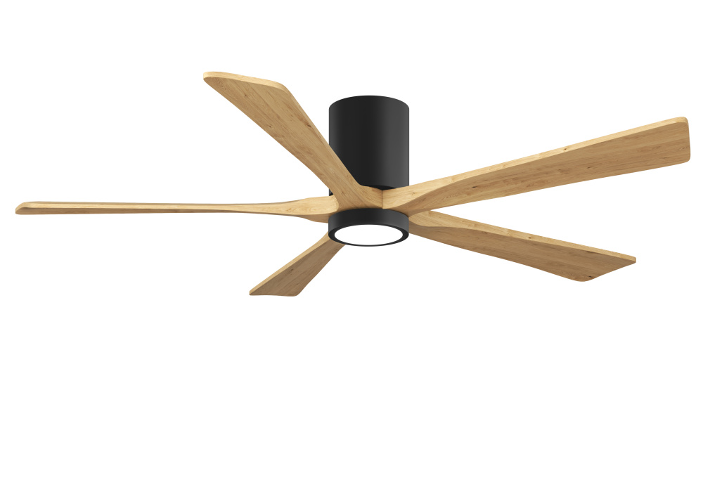 Irene-5HLK - 60" Five Blade Flush Mount Paddle Fan - 5CCT Integrated LED - Matte Black Finish
