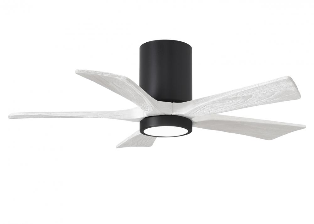 Irene-5HLK - 42" Five Blade Flush Mount Paddle Fan - 5CCT Integrated LED - Matte Black Finish
