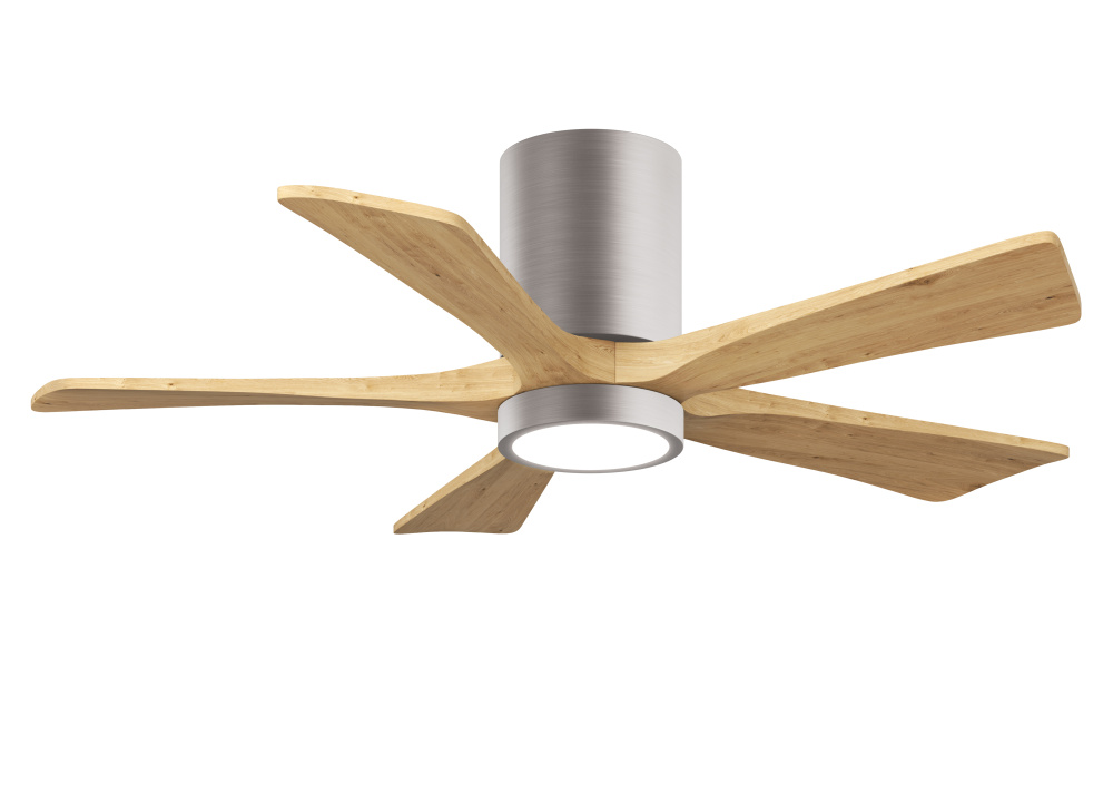 Irene-5HLK - 42" Five Blade Flush Mount Paddle Fan - 5CCT Integrated LED - Brushed Nickel Finish