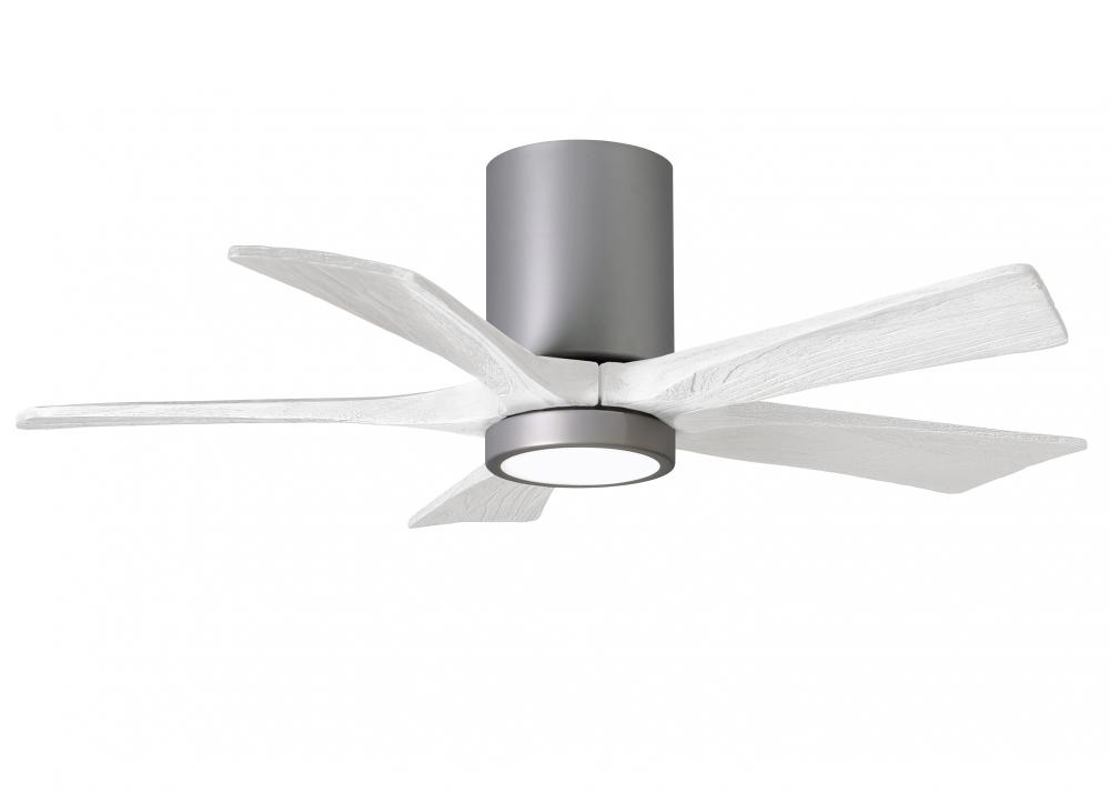 Irene-5HLK - 42" Five Blade Flush Mount Paddle Fan - 5CCT Integrated LED - Brushed Nickel Finish