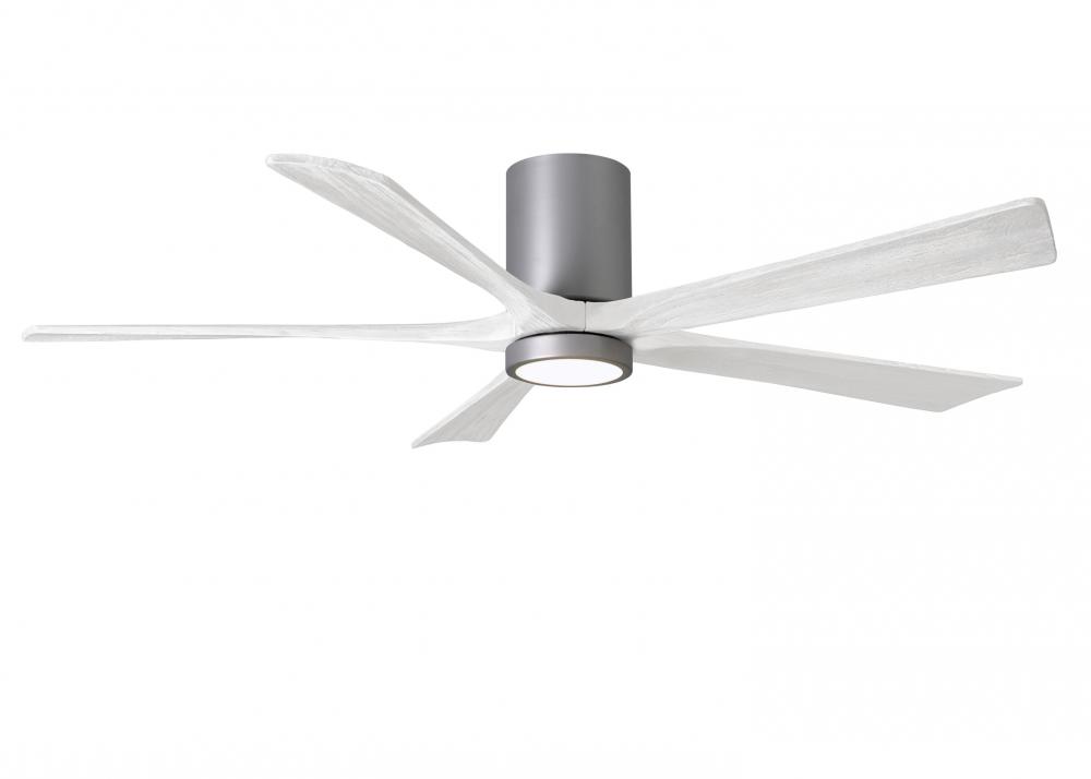 Irene-5HLK - 60" Five Blade Flush Mount Paddle Fan - 5CCT Integrated LED - Brushed Nickel Finish