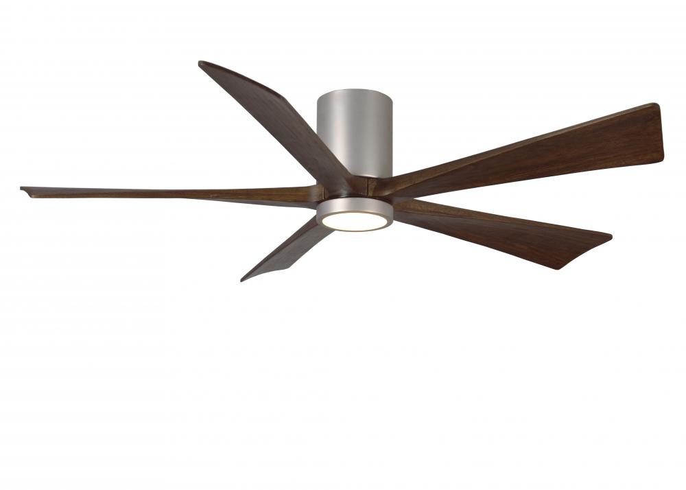 Irene-5HLK - 60" Five Blade Flush Mount Paddle Fan - 5CCT Integrated LED - Brushed Nickel Finish