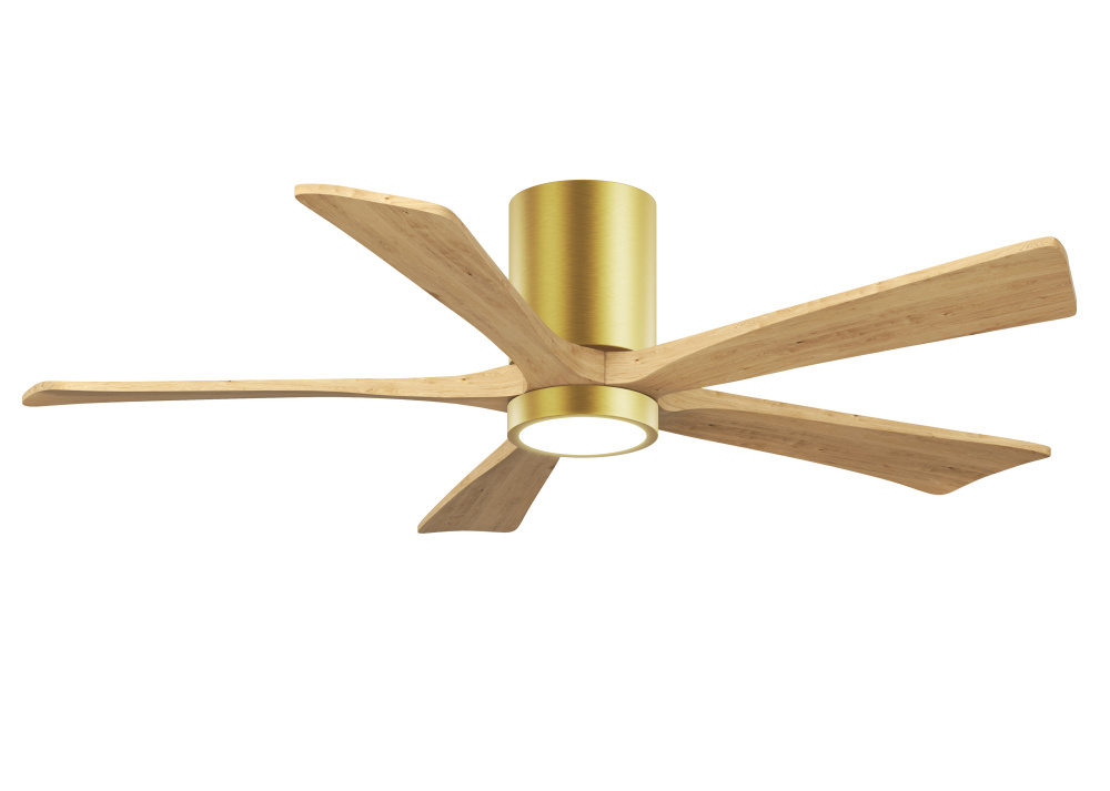 Irene-5HLK - 52" Five Blade Flush Mount Paddle Fan - 5CCT Integrated LED - Brushed Brass Finish