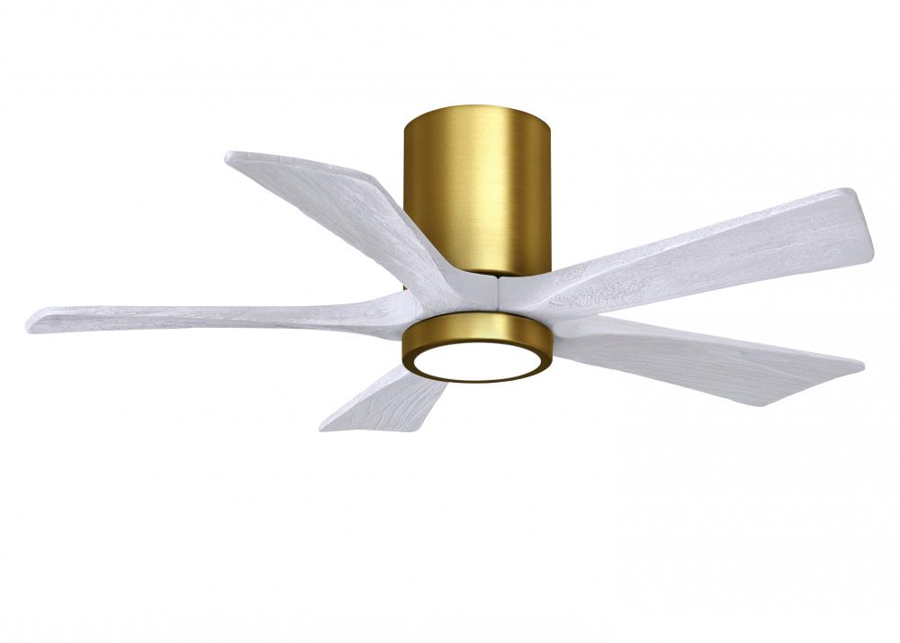 Irene-5HLK - 42" Five Blade Flush Mount Paddle Fan - 5CCT Integrated LED - Brushed Brass Finish