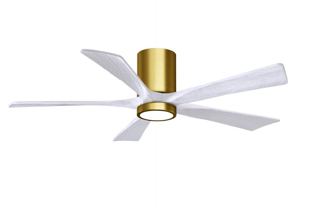Irene-5HLK - 52" Five Blade Flush Mount Paddle Fan - 5CCT Integrated LED - Brushed Brass Finish