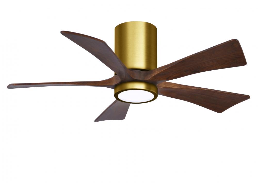 Irene-5HLK - 42" Five Blade Flush Mount Paddle Fan - 5CCT Integrated LED - Brushed Brass Finish