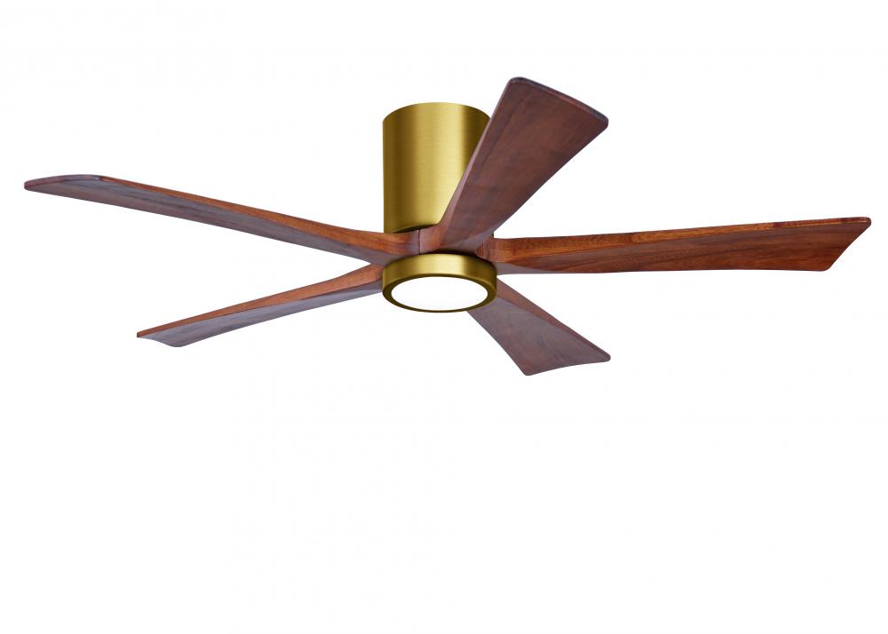 Irene-5HLK - 52" Five Blade Flush Mount Paddle Fan - 5CCT Integrated LED - Brushed Brass Finish