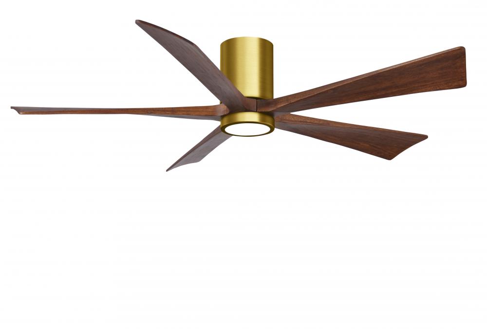 Irene-5HLK - 60" Five Blade Flush Mount Paddle Fan - 5CCT Integrated LED - Brushed Brass Finish