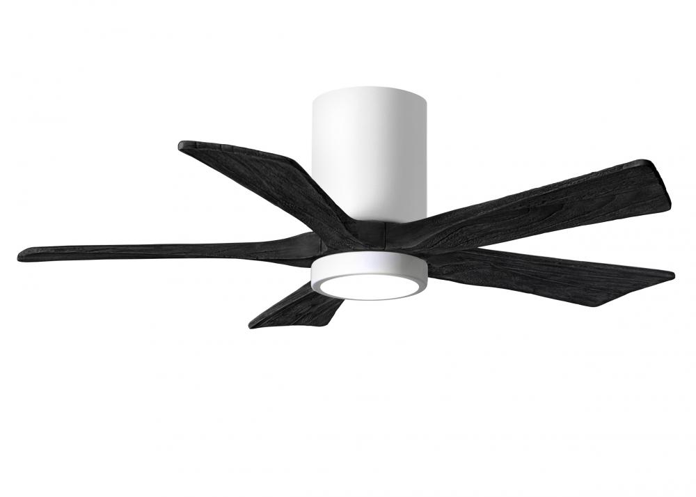 Irene-5HLK - 42" Five Blade Flush Mount Paddle Fan - 5CCT Integrated LED - Gloss White Finish