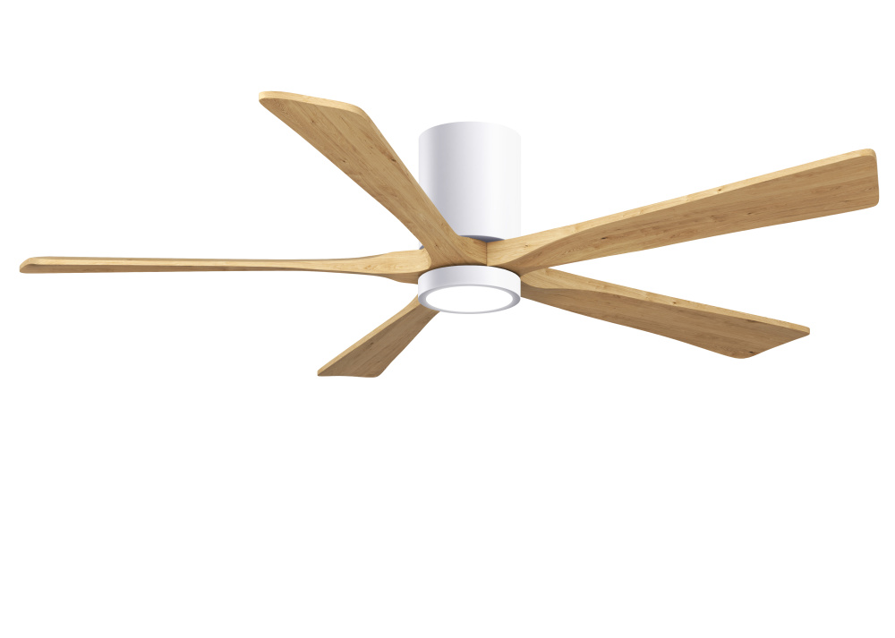 Irene-5HLK - 60" Five Blade Flush Mount Paddle Fan - 5CCT Integrated LED - Gloss White Finish