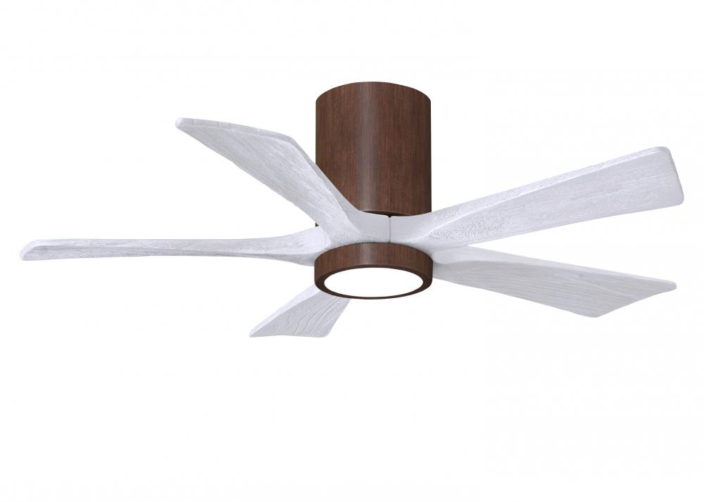 Irene-5HLK - 42" Five Blade Flush Mount Paddle Fan - 5CCT Integrated LED - Walnut Tone Finish