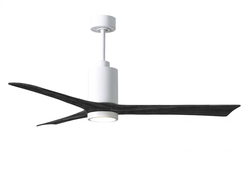 Patricia-3-60" Three Blade Ceiling Fan-5CCT Integrated LED-Gloss White Finish-Matte Black Blades