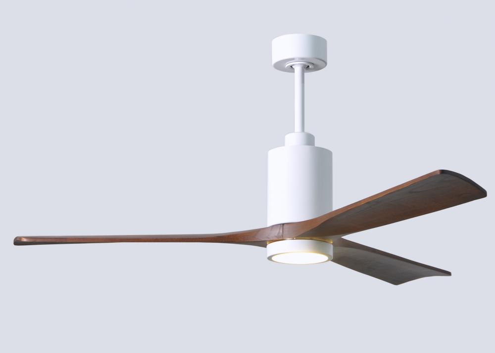 Patricia-3-60" Three Blade Ceiling Fan-5CCT Integrated LED-Gloss White Finish-Walnut Tone Blades