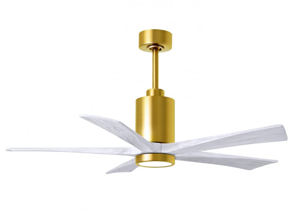 Patricia-5-52" Five Blade Ceiling Fan-5CCT Integrated LED-Brushed Brass Finish-Matte White Blade