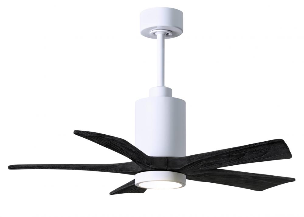 Patricia-5-42" Five Blade Ceiling Fan-5CCT Integrated LED-Gloss White Finish-Matte Black Blades