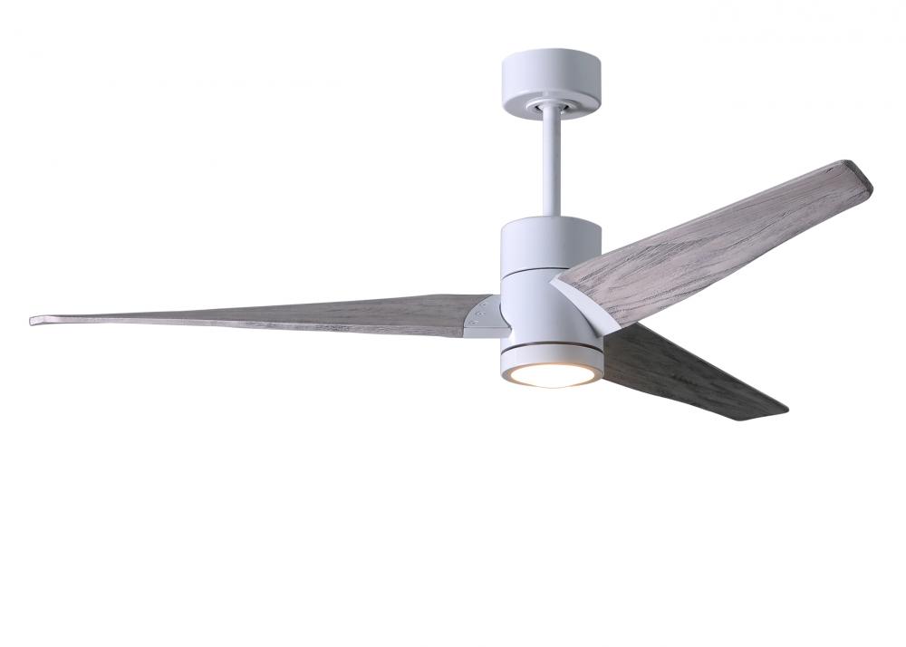 Super Janet - 60" Ceiling Fan - Integrated LED - Gloss White Finish - Barn Wood Tone Blades
