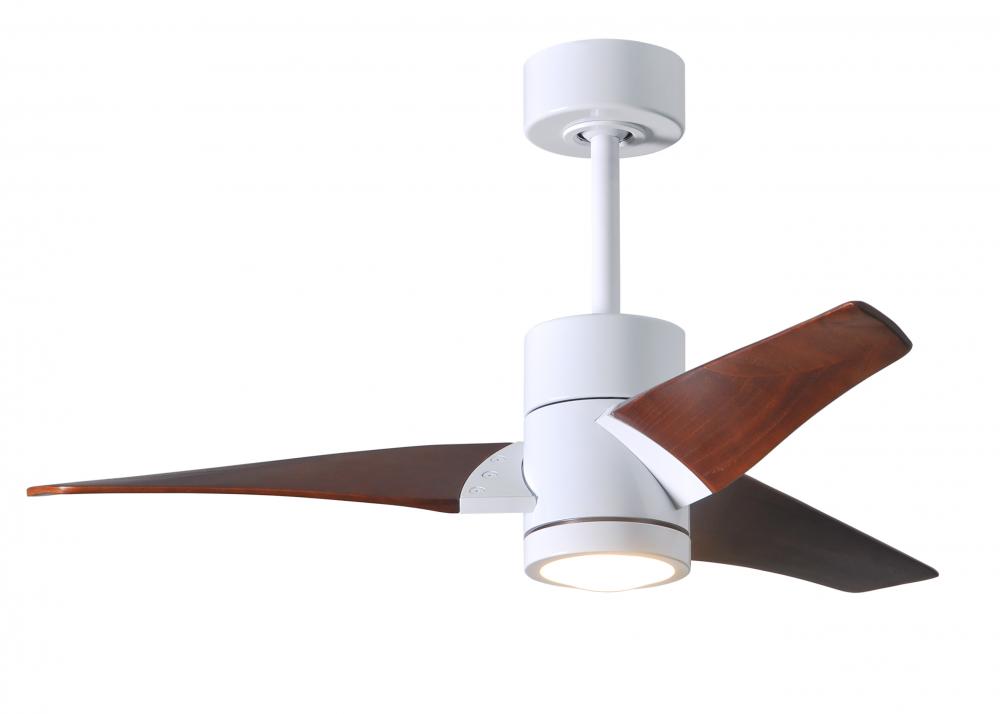 Super Janet - 42" Ceiling Fan - Integrated LED - Gloss White Finish - Walnut Tone Blades