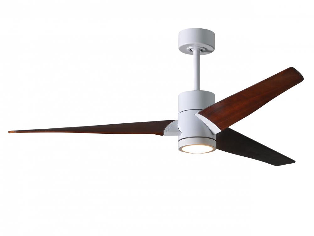 Super Janet - 60" Ceiling Fan - Integrated LED - Gloss White Finish - Walnut Tone Blades
