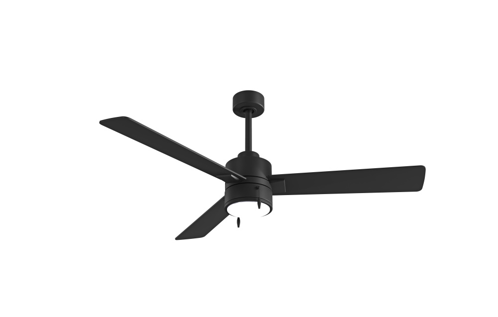 Steven - 52” Three Blade Ceiling Fan - Integrated LED - Matte Black Finish - Matte Black Blades