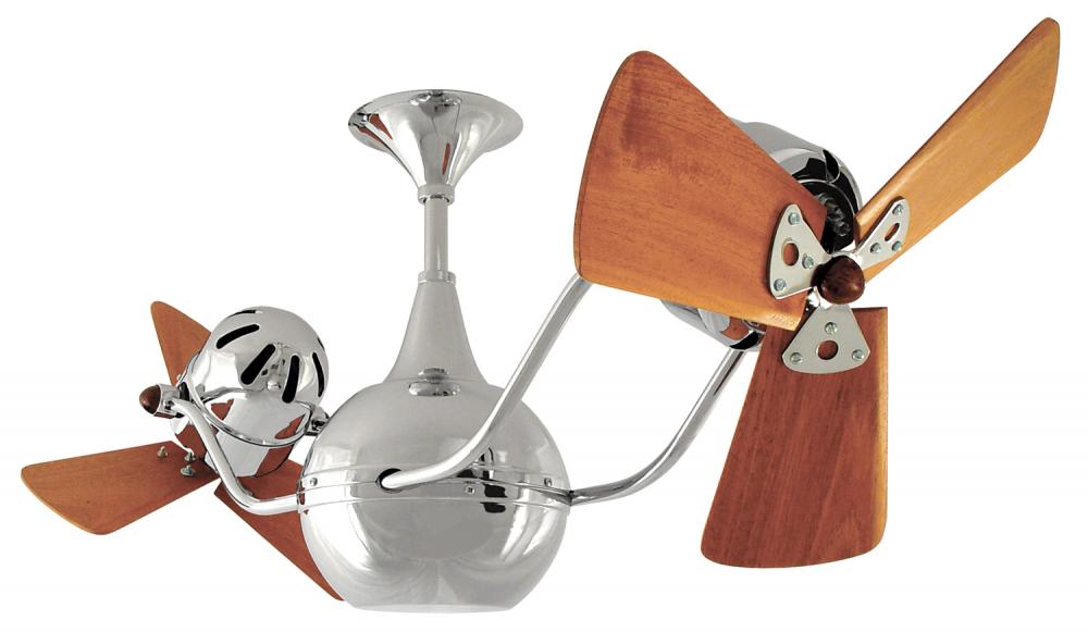 Vent Bettina - Rotational Ceiling Fan - Polished Chrome Finish - Mahogany Tone Blades