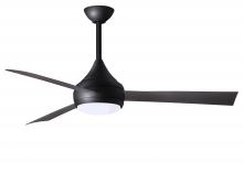 Matthews Fan Company DA-BK-BB - Donaire - Three Blade Paddle Fan - Integrated LED - Matte Black Finish - Brushed Bronze Blades