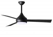Matthews Fan Company DA-BK-BK - Donaire - Three Blade Paddle Fan - Integrated LED - Matte Black Finish - Matte Black Blades